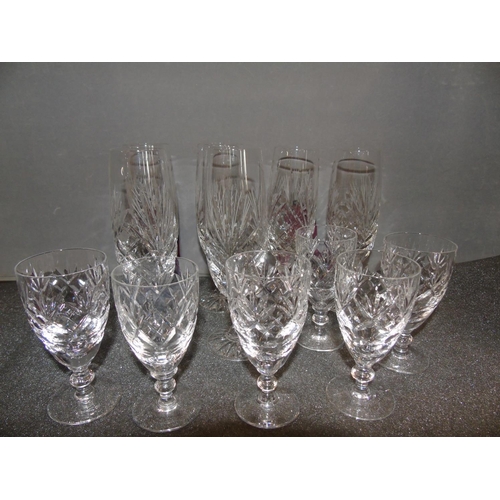 252 - A good selection of cut glass glasses, Sherry and Champagne flutes