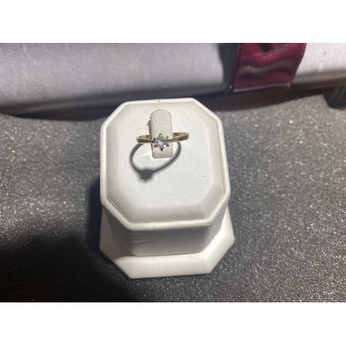 120 - A 9ct gold white stone solitaire ring size N 1/2