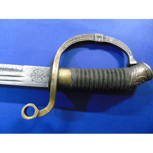 92 - An original 19th century Russian officers sword & scabbard with bayonet attached to scabbard