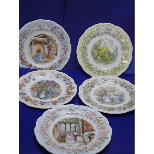 2 - Five Royal Doulton Brambly Hedge plates (4 seasons plates & 1 dairy plate) by Jill Barklem 1982 in V... 