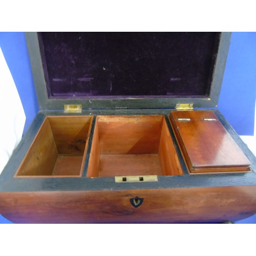 44 - A beautiful & quality made early Victorian 3 compartment wooden tea caddy