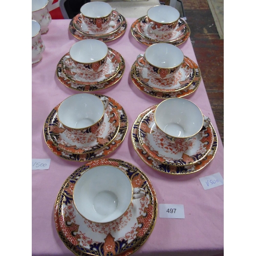 497 - Seven Royal Crown Derby trios pattern 2712 in excellent condition