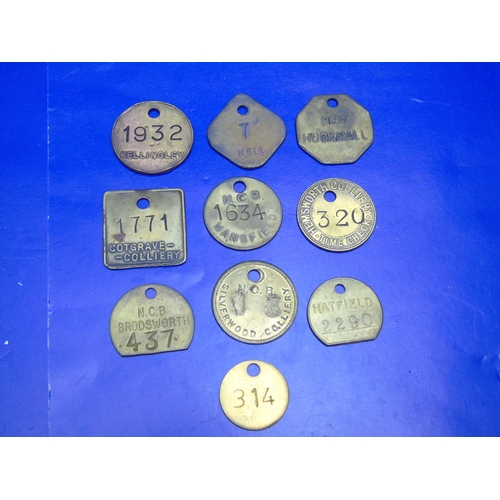 Ten assorted colliery miners pit tokens