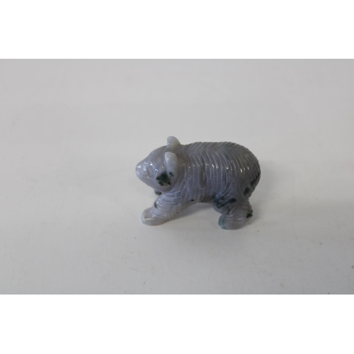 619 - An unusual Chinese purple jade bear carving