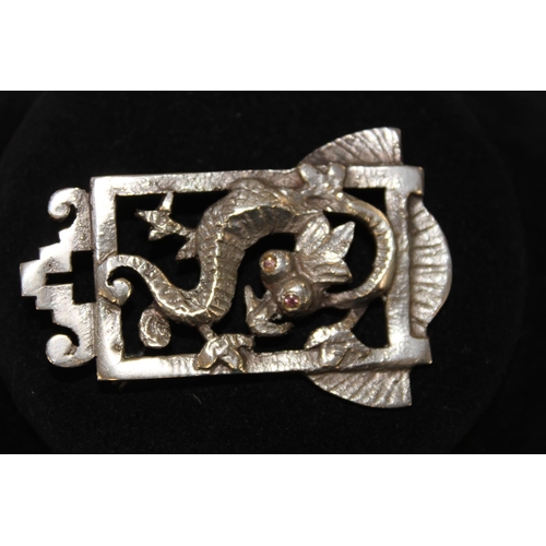 156 - A Chinese silver dragon brooch