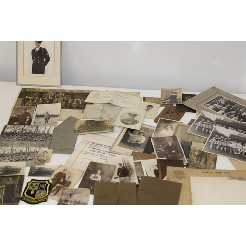 597 - A large selection of vintage photographs & other ephemera including Military