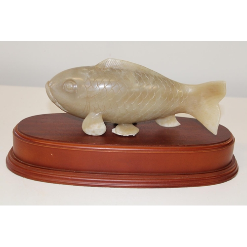 599 - A large jade carp 25cm long x 10cm deep