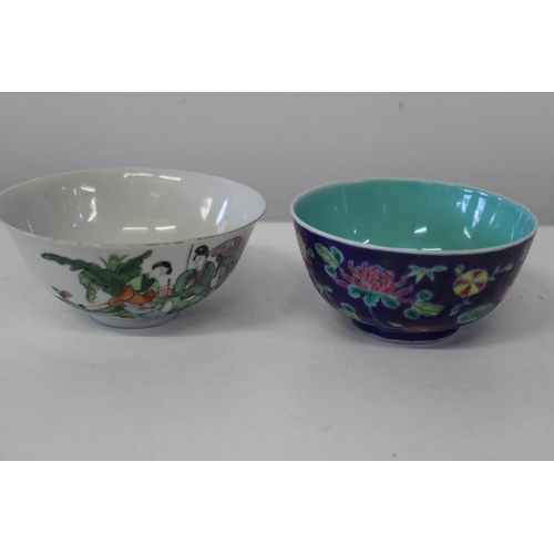 613 - Two Chinese hand painted porcelain bowls