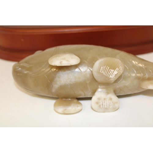 599 - A large jade carp 25cm long x 10cm deep