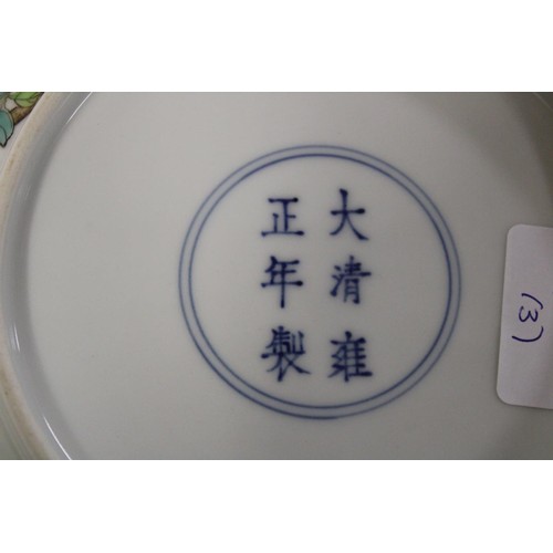 168 - A Chinese dish, finely decorated with prunus & flowers, with character mark to base d23cm (sold as s... 