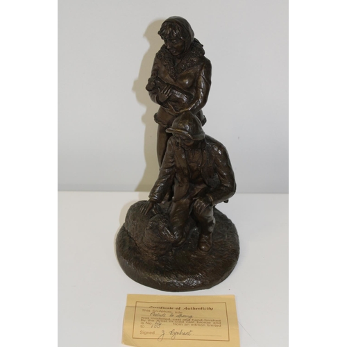 70 - A large Jeanne Rynhart sculpture finished in cold cast bronze with COA 32cm tall