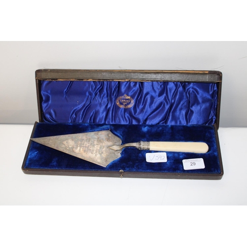 29 - A cased presentation trowel dated 1901