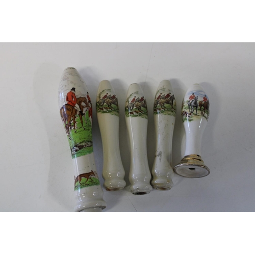 66 - Five collectable porcelain beer pump handles