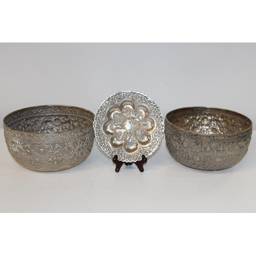 19 - Three pieces of antique Oriental silver plated ware