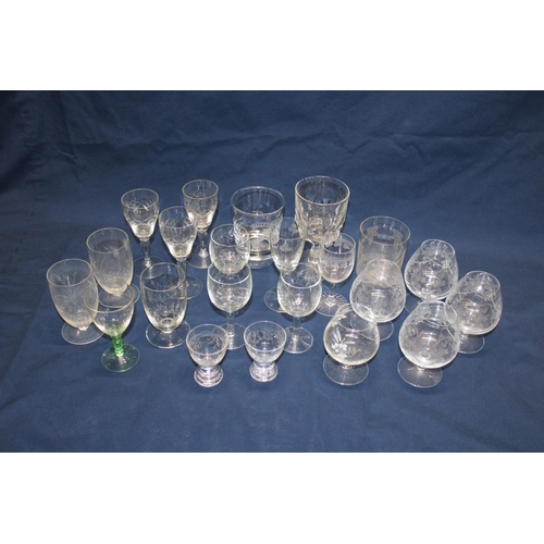107 - A shelf full of vintage glassware