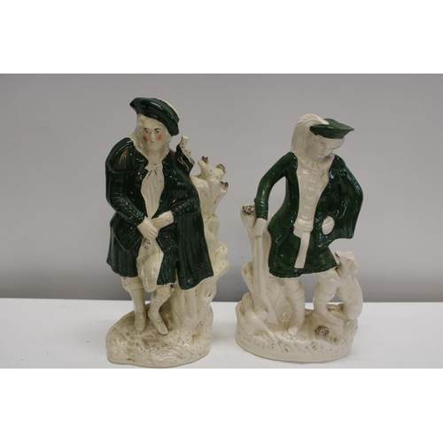 58 - Two antique Staffordshire flat back figures - tallest 38.3cm