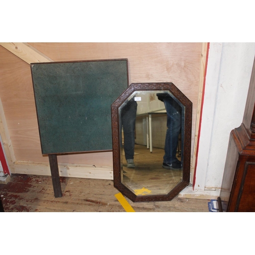 70 - A vintage wooden framed mirror & card table - mirror 77.5x49.5cm Collection Only