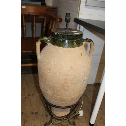 85 - A vintage ceramic urn converted into a floor lamp on stand - 82cm tall Collection Only