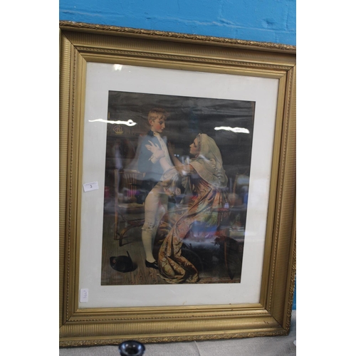 3 - A large gilt framed print of a young Lord Nelson, Postage unavailable