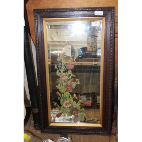 239 - Hand painted wall Mirror in Wooden Frame. Collection only