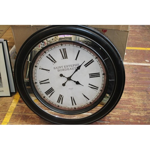 186 - A large boxed Station style battery powered wall clock approx 78am dia