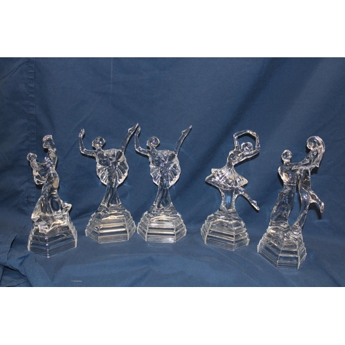 52 - Five assorted glass dancing figurines