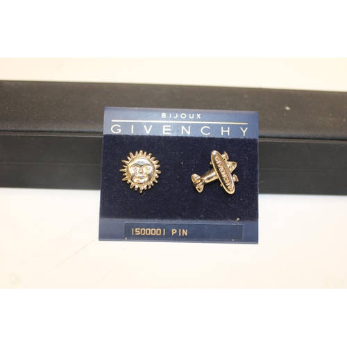 11 - A Givenchy Bijoux signed vintage pin duo – Airplane & Sun Face