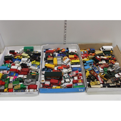 113 - Three trays of play worn die-cast models