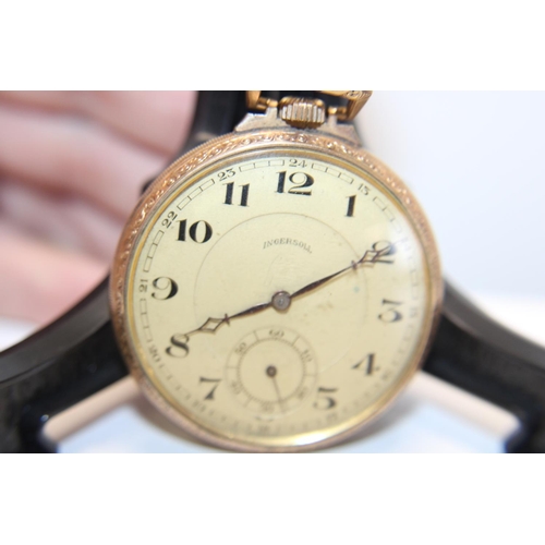 152 - A vintage Ingersoll rolled gold pocket watch