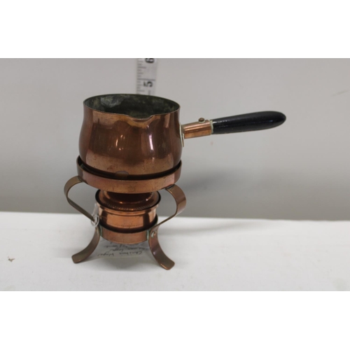 172F - A German Christian Wagner copper brandy/sauce warmer