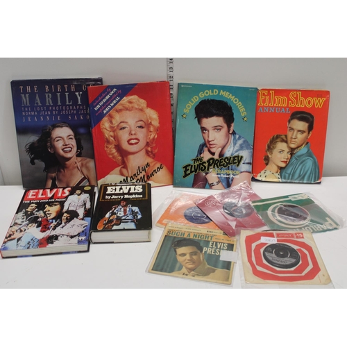 227 - A selection of Elvis Presley related books & other with a selection of vintage single records