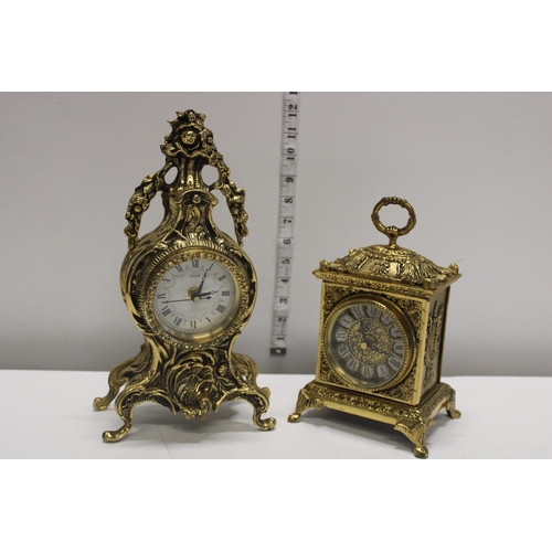 27 - Two brass cased battery powered mantel clocks