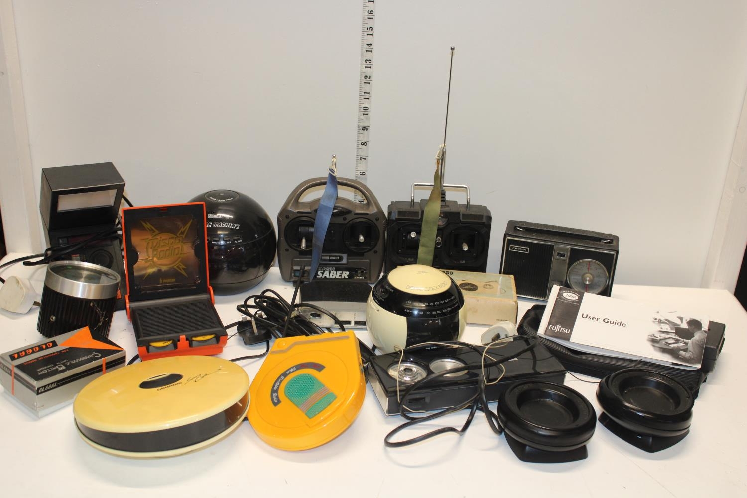 A box of assorted vintage radios