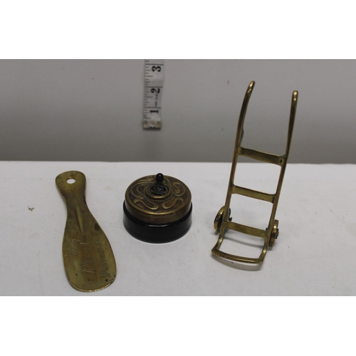 51 - Three antique brass items