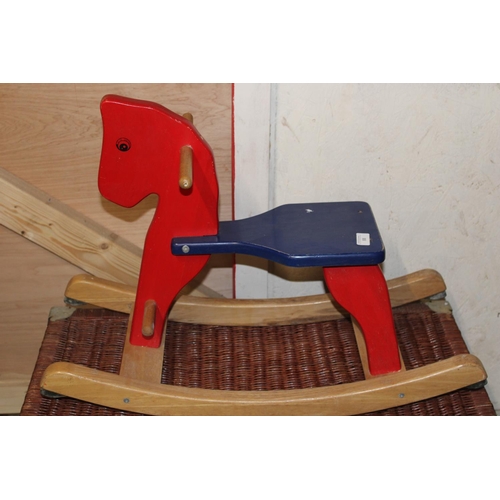 88 - A vintage wooden child's rocking horse by Charles. Postage unavailable.