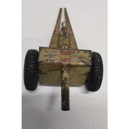 236 - A vintage Nulli Secundus tin plate toy cannon