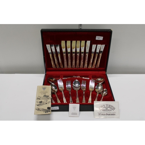 10 - A cased Viners silver plated cutlery set