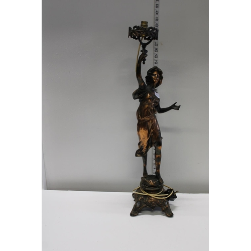 15 - A bronzed spelter figure converted into a table lamp
