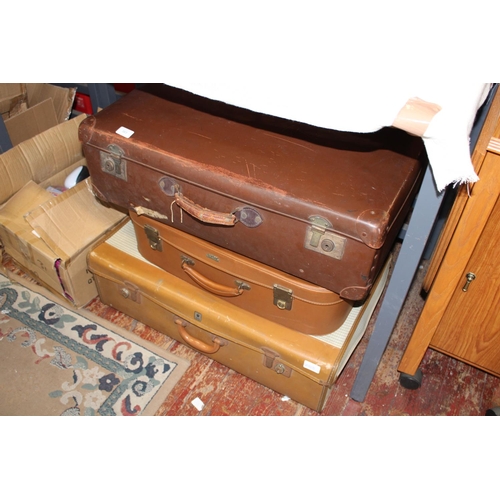 383 - Three vintage suitcases shipping unavailable