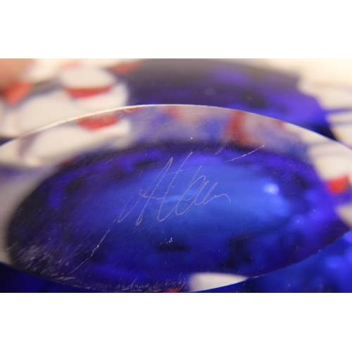 65 - A signed Blue Praha Czech studio glass vase