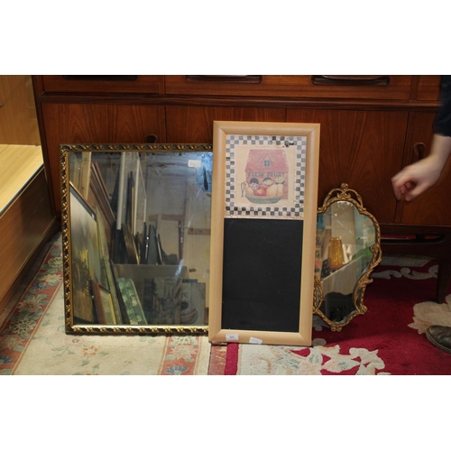 100 - Two vintage mirrors and black board. postage unavailable