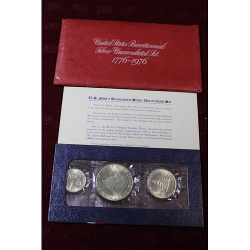 113 - A US Mint Bicentennial silver UNC three piece coin set