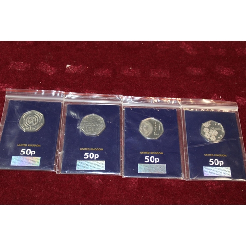 120 - Four UNC collectable fifty pence coins