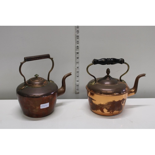 6 - Two vintage copper kettles