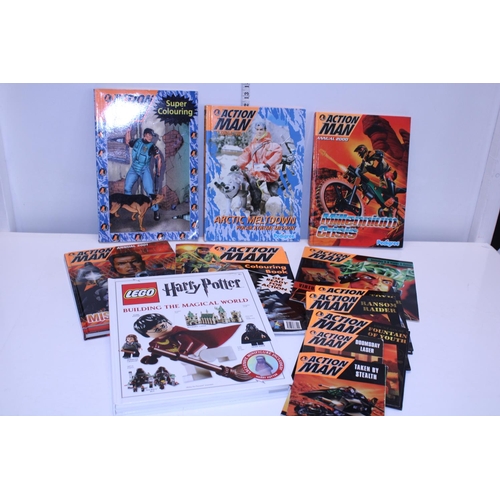 116 - A selection of Action Man books and a Harry Potter Lego Book