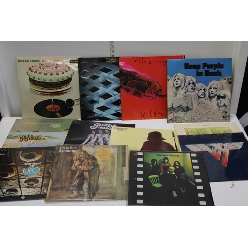 299 - A selection of collectable LP records including Rolling Stones, Free, Alice Cooper, Deep Purple, Gen... 