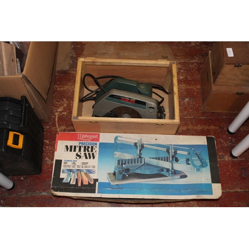 298 - A electric circular saw and mitre saw, postage unavailable