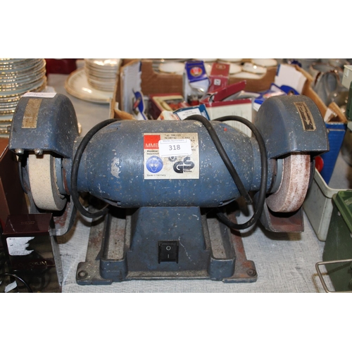 318 - An electric bench grinder, postage unavailable