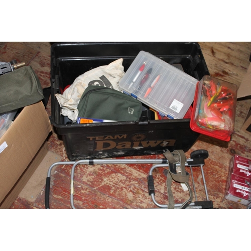 332 - A fishing tackle box and contents, postage unavailable