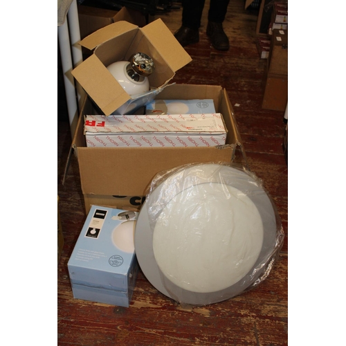 334 - A box full of new ceiling lights, postage unavailable